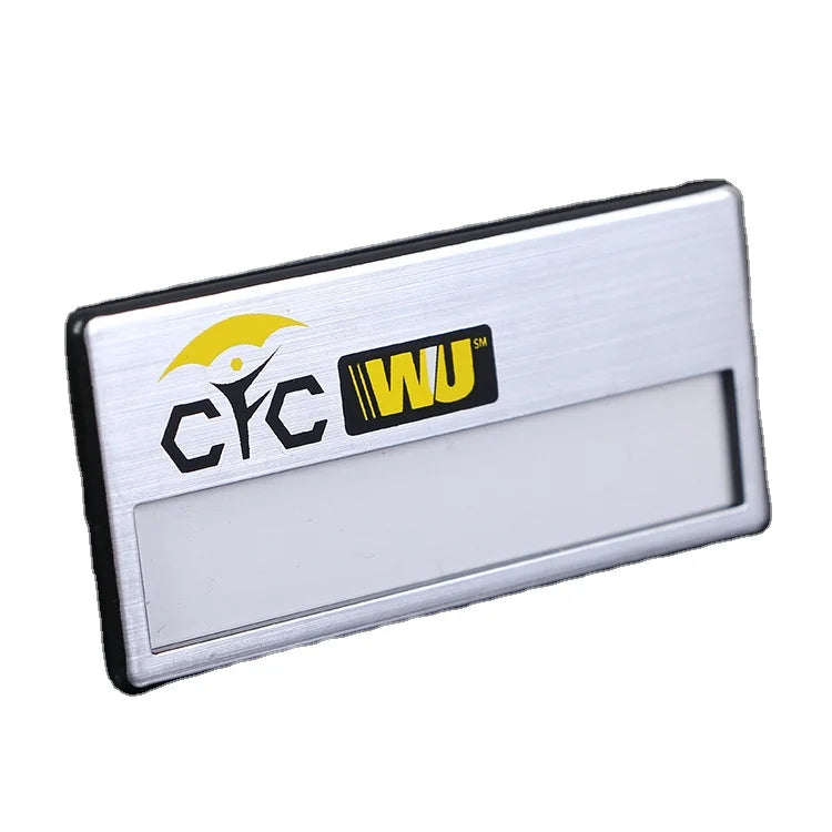 Customized Hotel Name Badge Pin Blank Metal Resin logo Custom Stainless Steel Laser Rectangular Staff Name Tag