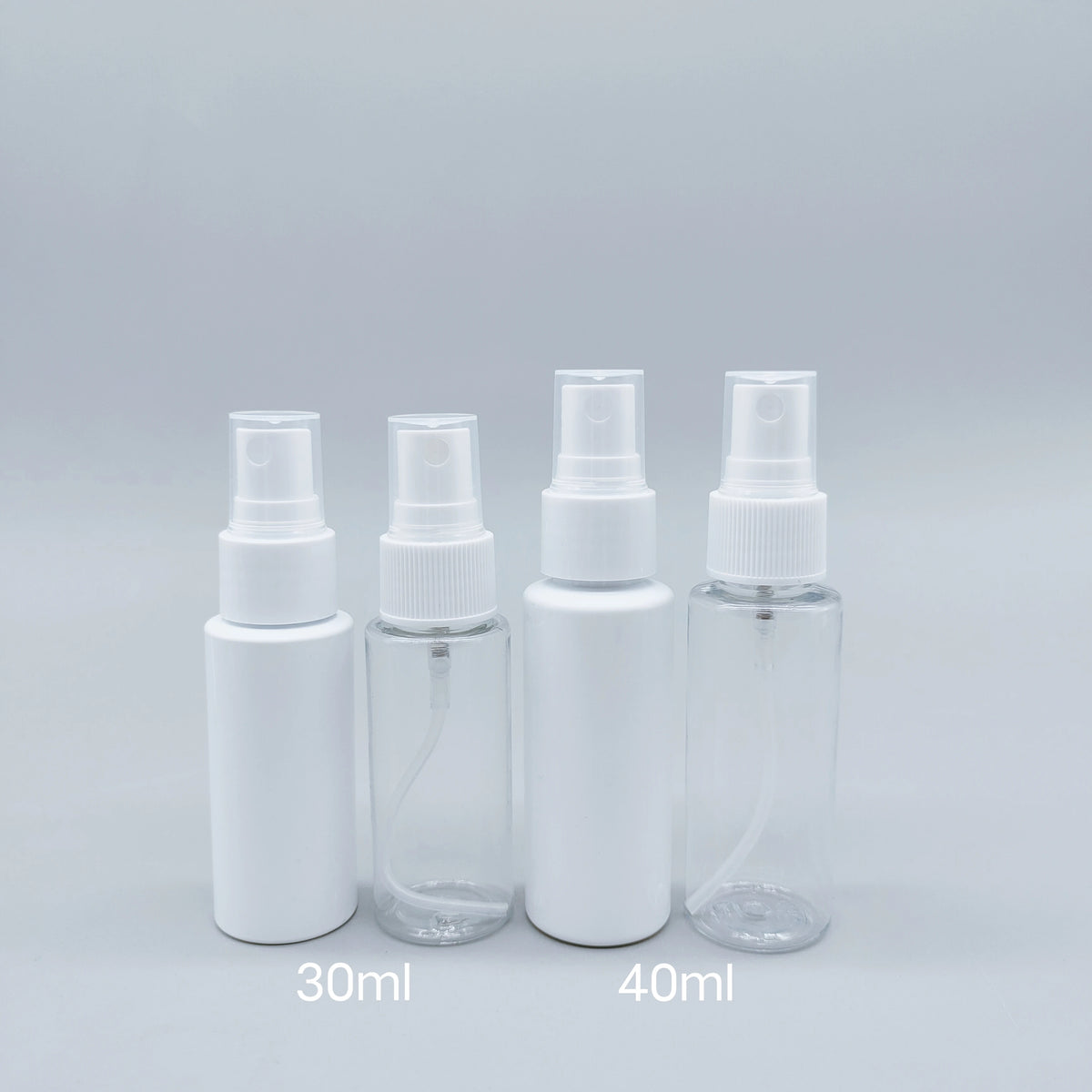 Flat Shape 30ml 40ml Opaque Fine Mist Plastic Spray Bottles with Screen Printing for Shampoo Lotion Skin Care Serum Packaging