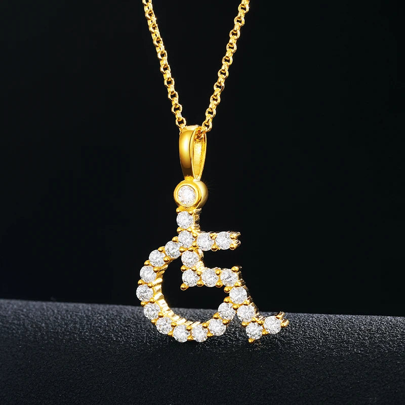 Latest Fashion Iced Out Men Jewelry VVS Moissanite Diamond Disabled Wheelchair Pendant Necklace