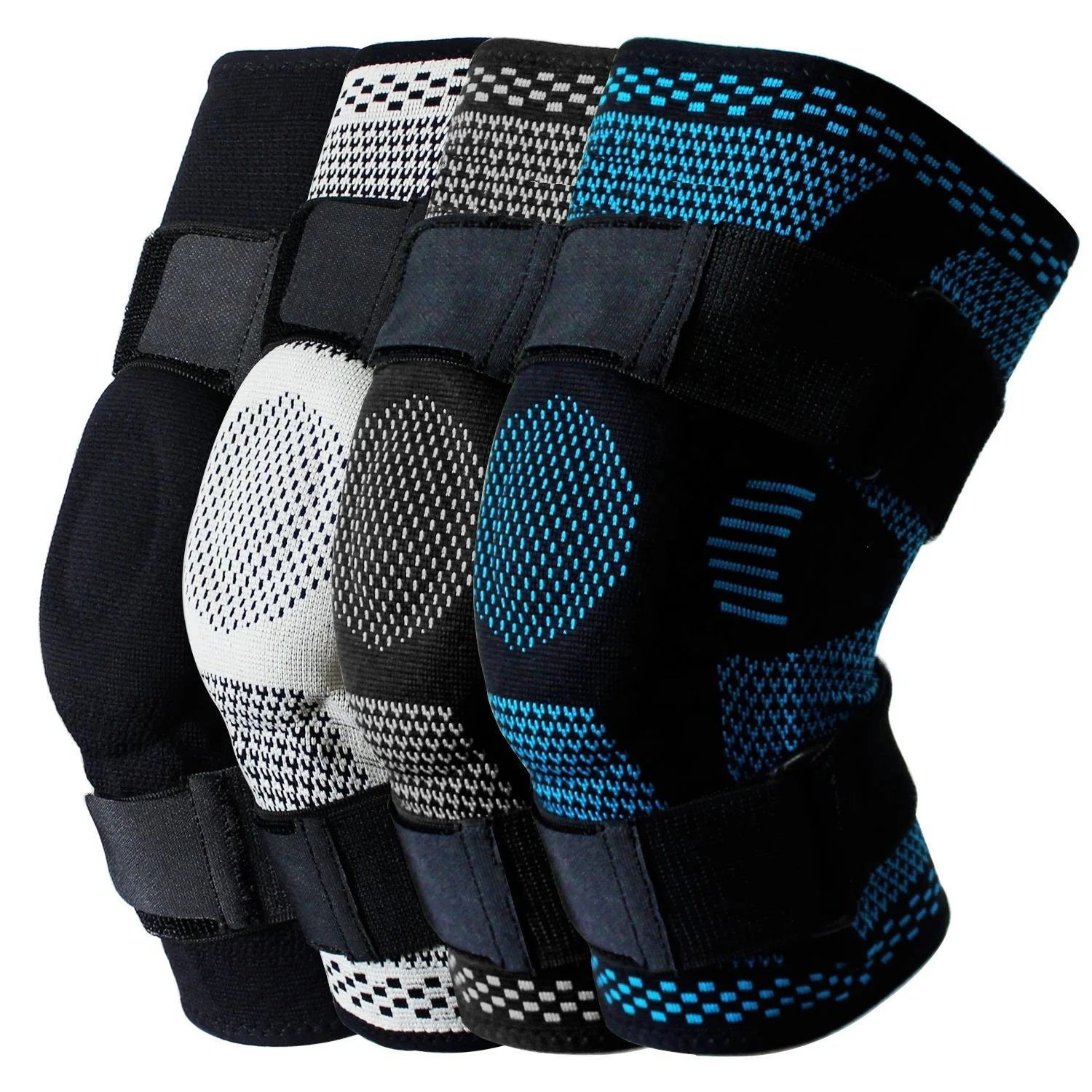 New Design Sports Knee Support Compression Sleeve Knee Brace With Side Spring Stabilizers Silicone Knee Pads
