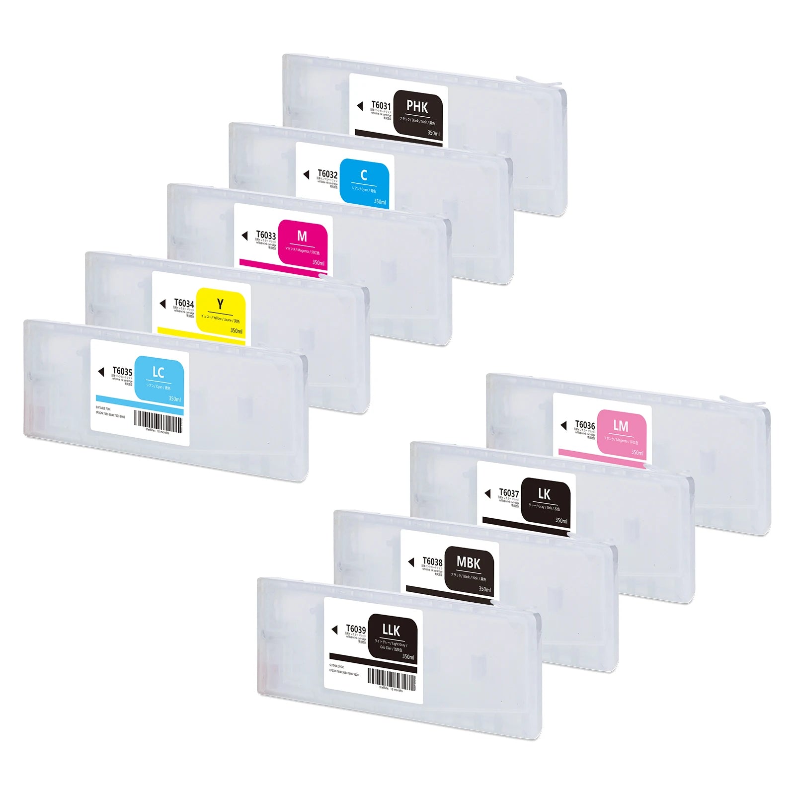 350ml 9 Colors T6031-T6039 Empty Refill Ink Cartridge for EPSON 7800 9800 7880 9880 Printer