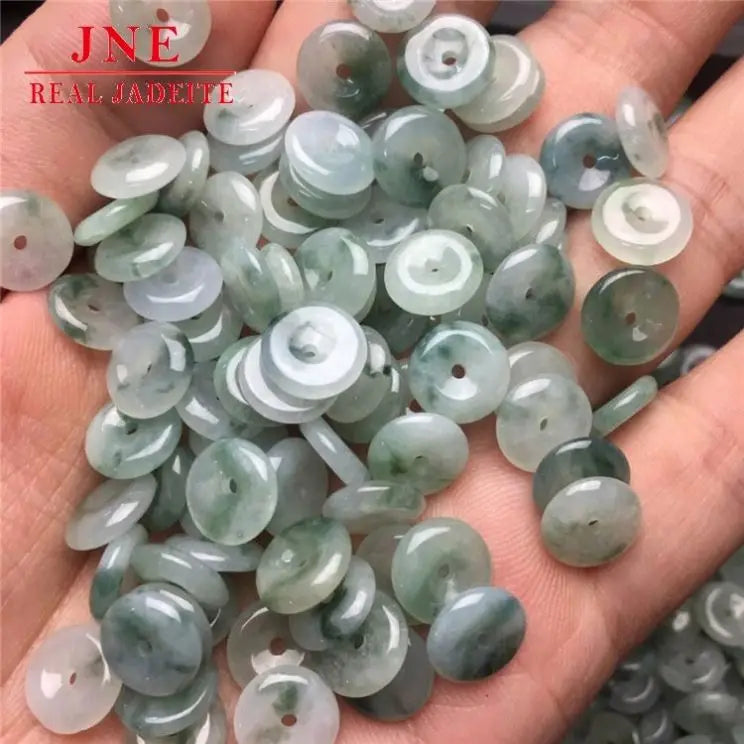 Burma a Level Parts Accessories Ware Ice Like Blue Flower 9Mm Small Jade Buckle Crafts Wholesale