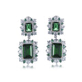Boucles D'oreilles Fashion Emerald Zircon Baguette Stud Earrings Women Trendy Gold Plated