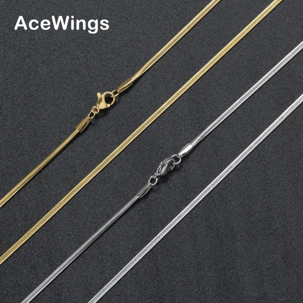 SC012  2mm Stainless Steel Flat Snake Chain Hip Hop Chain Necklace