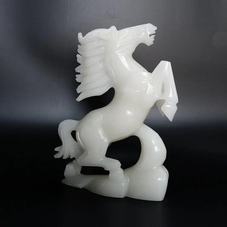 HUIYING natural gemstone feng shui crystal quartz carved unicorns animal horses Office decoration