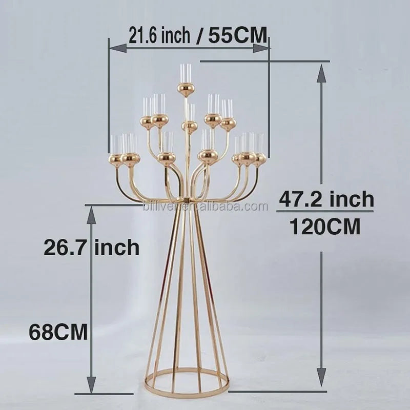Candle Holder Candelabra Metal Centerpiece Gold Candelabra Glass Candle for Wedding Votive Glass Cylinder Candle Holder