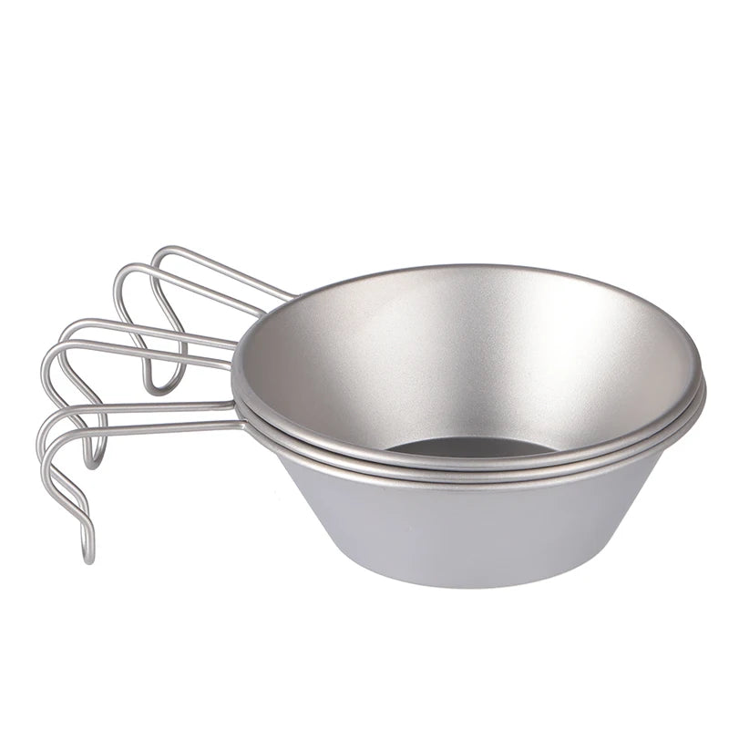 Silver Titanium Ultralight Camping Bowl with Fix Handle 260ml Capacity 36g Weight for Outdoor Use