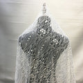 White Bridal Lace Fabric Latest Embroidered Tulle French Mesh Lace With Sequins Fabric for Wedding Dress