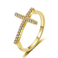 Hot Sale Classic Geometric Cross Shape Zircon Gemstone Ring for Girls Religious Brass 18K Gold Plated 2021 Newest Design Jewelry