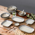 Nordic Porcelain Dinnerware Set Round Square Dinner Plate Striped Royal Kitchen Tableware Set for Restaurant Hotel