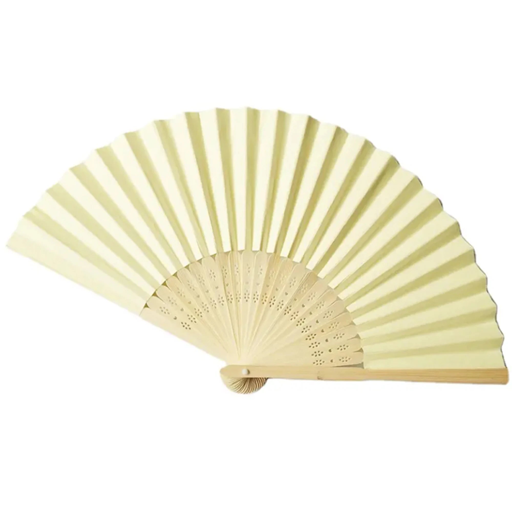 New Fashion Japanese Style Light White Paper Wedding Folding Fans Painted Bamboo for Summer Holding Decoration