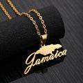 Trendy Stainless Steel Necklace Jamaica Map Pendant Necklaces for Women Girls Gold Color Jamaican Map Jewelry Gifts (KSS349)