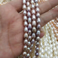 3A New 100% Natural Freshwater Pearl Rice Shape Beads for Jewelry DIY Bracelet Necklace 6-7mm Drop Pearl Strand 14''