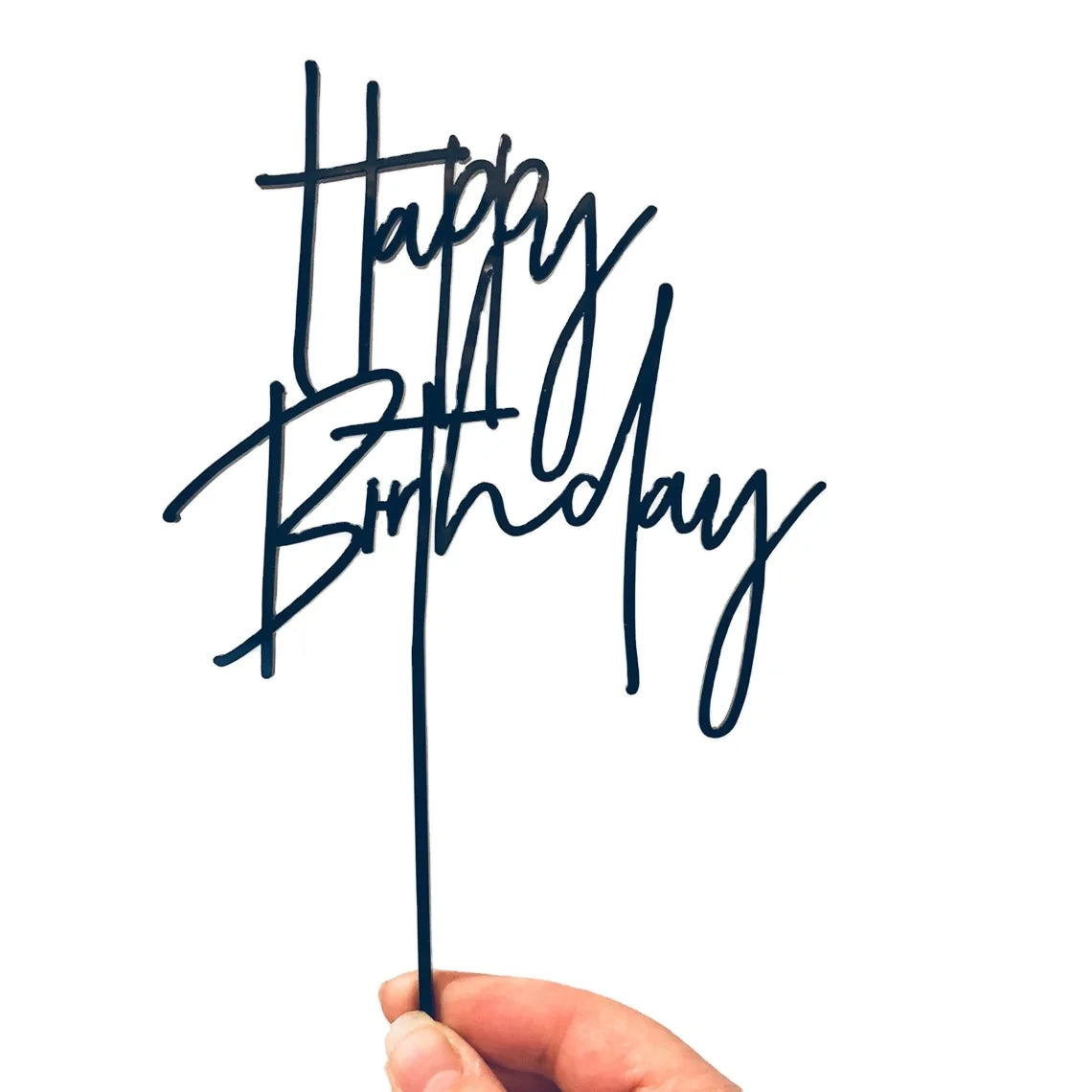 Custom Design Cake Decorating Tools Black Acrylic Happy Birthday Cake Toppers