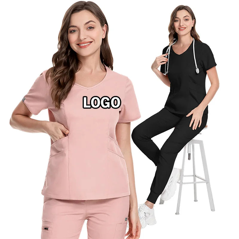 Custom Logo Wholesale Beauty Salon Surgical Nursing Clothing Hospital Fashionable Uniforms Nurse Scrubs Jogger Sets