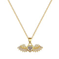 Hot Sale Love Heart Choker Bling Cubic Zircon Stainless Steel Angel Wing Necklace