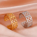 Myshape Barcelona Flower Square Ring Women Adjustable Stainless Steel Gold Color Aesthetic Rings Fashion Wedding Jewelry Gift