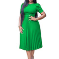 African Style Women Casual Belted Pleated Dress Elegant Chic Office Lady A-Line High Waist Dress 2022 Autumn Winter Fashion