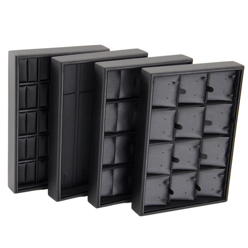 Modern Whole Black PU Leather Jewelry Tray for Ring Chain Pendant Organizer and Display Holder MegaBDM