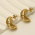 BM Hypoallergenic Gold Plated Stainless Steel Zircon Stud Moon Earrings Trendy Women's Anniversary