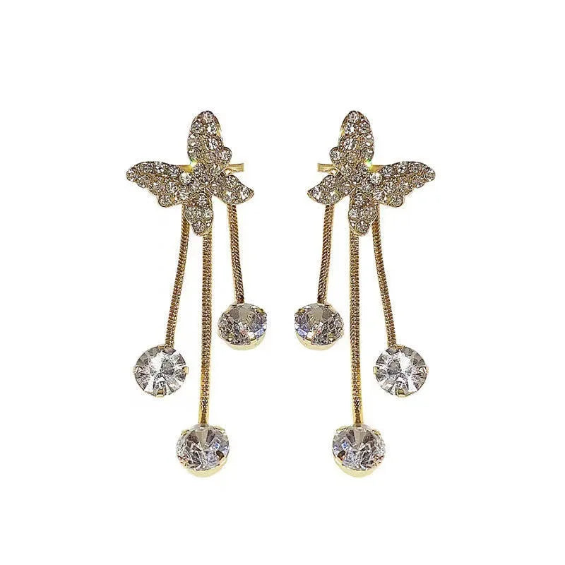 New Trendy butterfly Stud Earrings Butterfly Long Earing Set for Women