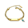 Laser Engraving Custom Stainless Steel December Birthstone Pendant Bracelet 18k Gold Personalized DIY Children's Bracelet Gift