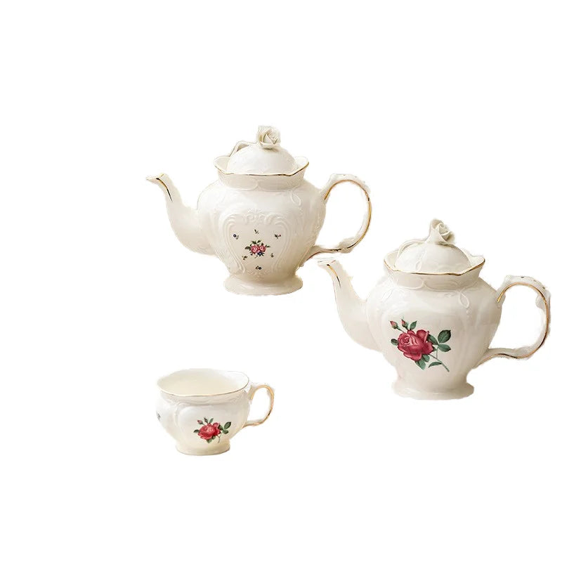 Qian Hu 2025 Luxury British Classic Porcelain Set New Arrival Vintage Design Tea & Coffee Cup Golden Rim Ceramic Antique