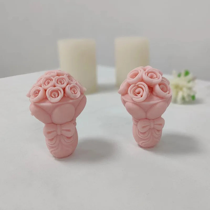Rose Shaped Eco-Friendly Silicone Candle Mold Valentine's Day Gift Idea Flower Home Decor OPP Bag