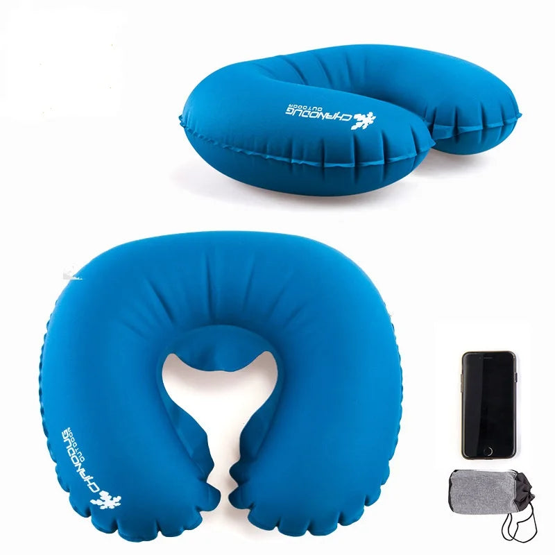 Custom logo Lightweight comfortable memory u shape air neck pillow camping travel inflatable pillow