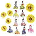 Lovely Bulk Stock Iron on Sequin Embroidered Yellow Sunflower Dress Girl Princess Patches for Clothing