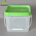 clear 2 Gallon Plastic square Bucket Food Grade Buckets 8L Bucket with Lid