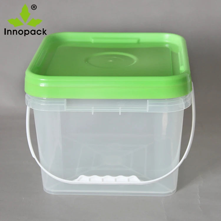 clear 2 Gallon Plastic square Bucket Food Grade Buckets 8L Bucket with Lid