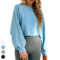 Outdoor Fitness Yoga Sweater Casual Sportswear Tops Streetwear T-shirt 100% Cotton Long Sleeve Short Sport Shirt Women Crop Top