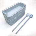 3-Layer Eco-Friendly Wheat Straw Microwavable Stackable Bento Box Lunch Container with Spoon & Fork for Kids & Adults