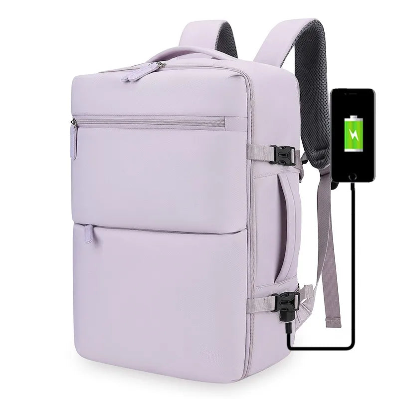 Elegant Joker Multi-Purpose USB Charging Laptop Backpack with Independent Shoe Compartment Expandable Fashion Accessory