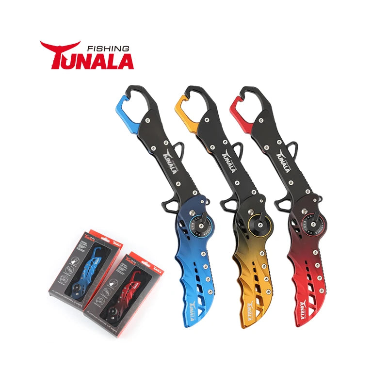 Aluminium Folding Fishing Lip Gripper with Box  Heavy Duty Stainless Steel Fishing Grabber Hook Remover Holder for Caught Fish