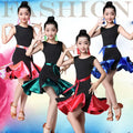 Professional Latin Dance Dress With Fringe Green Competitions Training Latin Skirts Dance Costume for Girls