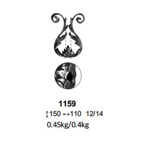 150x110mm Wrought Iron Elements  Components Elements Leaves