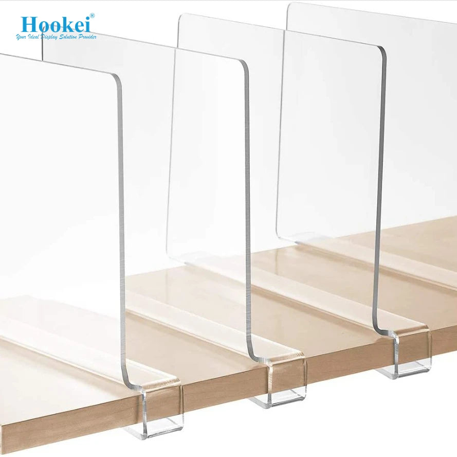 High Quality Clear Acrylic Shelf Dividers Closets Shelf Closet Separator for Wood Closet