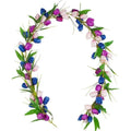 Artificial Tulip Flowers Garland with Green Leaves Wreath Flower Hanging Vines for Easter Wall Home Wedding Party Decoration