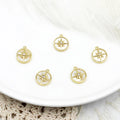 DIY Jewelry Accessories Copper Plated 18K Gold Plated Zircon White Shell Round Six Star Pendant for Necklace Bracelet