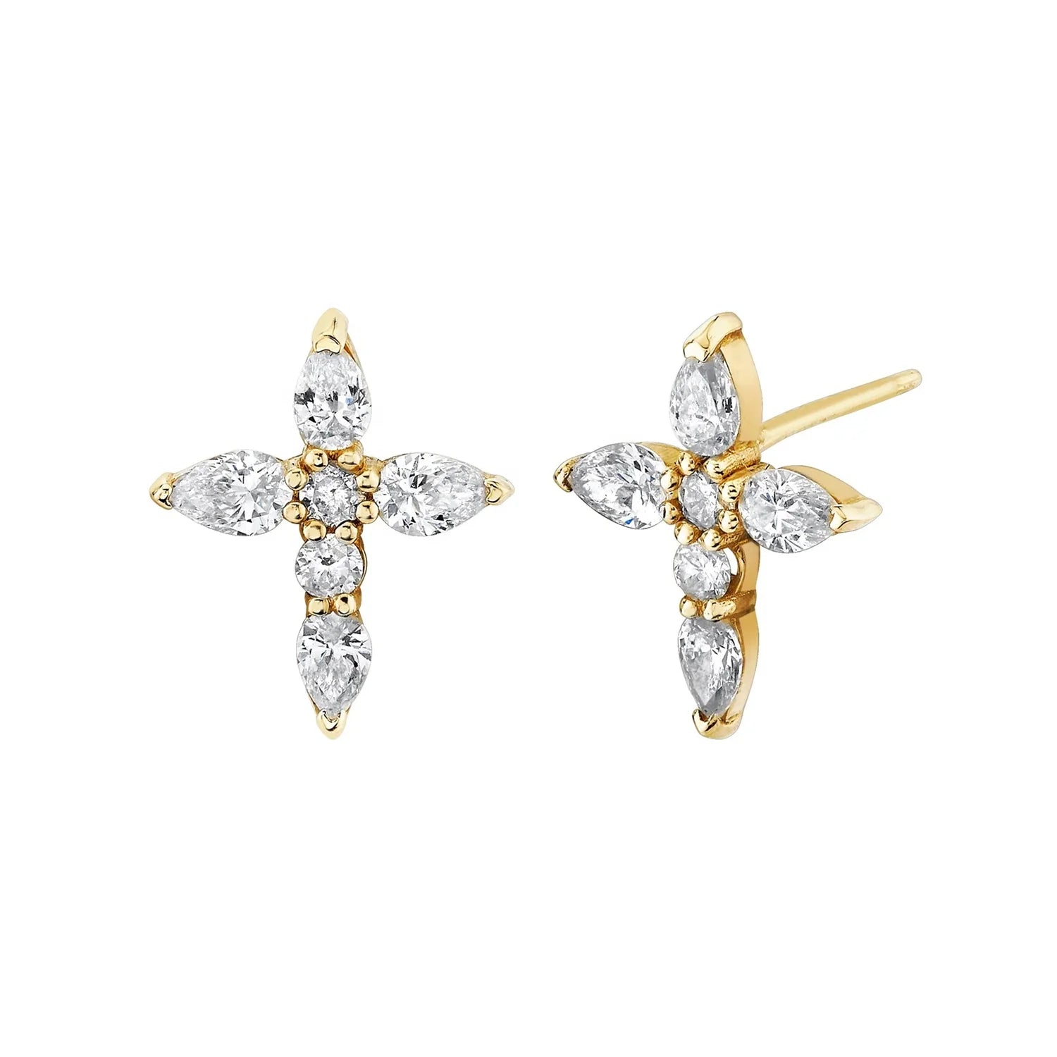 LOZRUNVE Wholesale Jewelry 925 Sterling Silver Custom Unique Faith Crystal Small Cross Stud Earring
