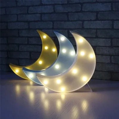 LED Moon Shaped Marquee Signs Light up Moon Night Lights Battery Operated Crescent Moon Lamp for Christmas Party Decor XNL114