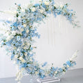 Floral Wedding Backdrop Decor Stand Blue Artificial Flowers Wedding Moon Arch Flower Wedding Decoration