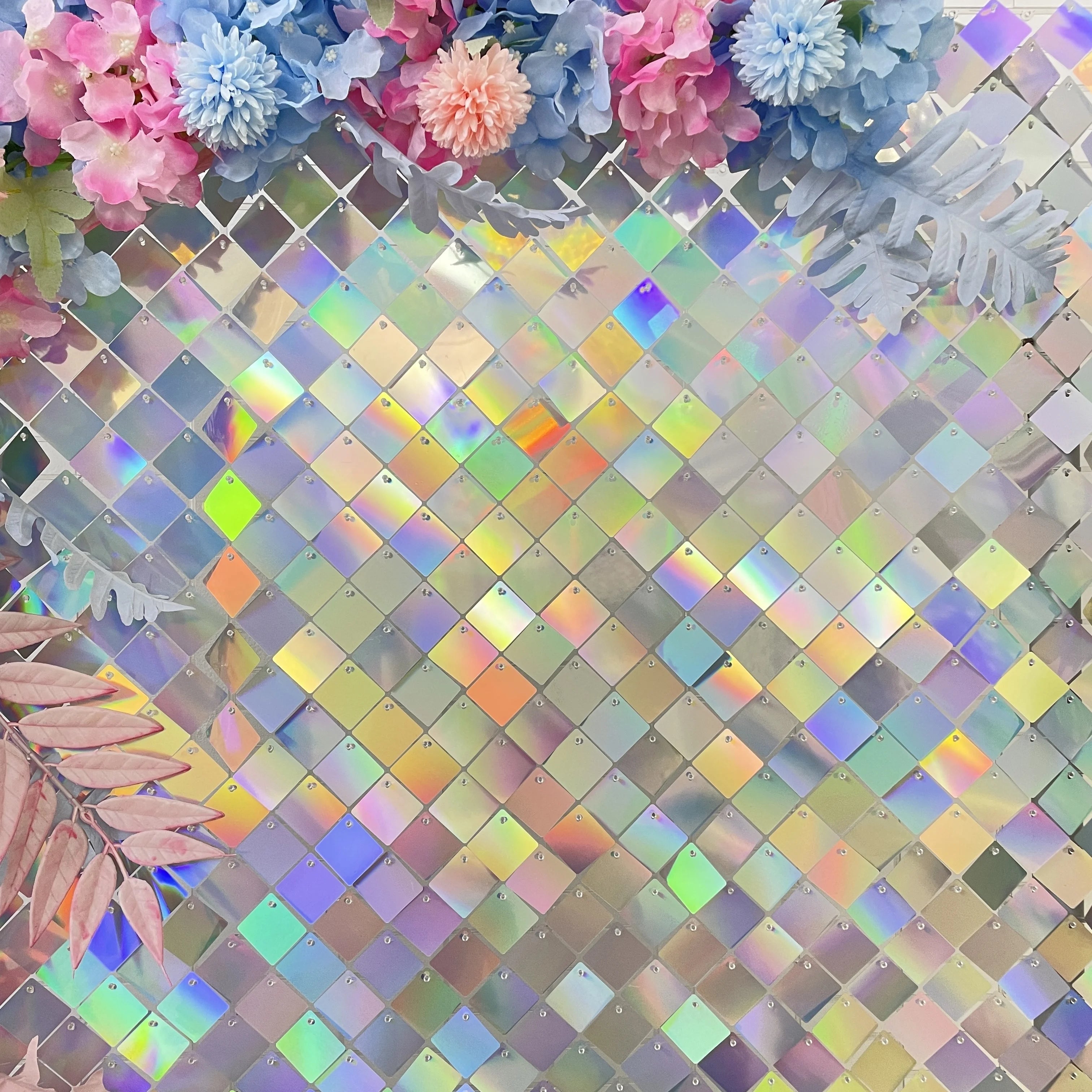Wholesale Hot Sale Wedding Party Decoration Backdrop square Foil Fringe Shimmer Mirror Sequin Wall Panel Board for Bridal Shower