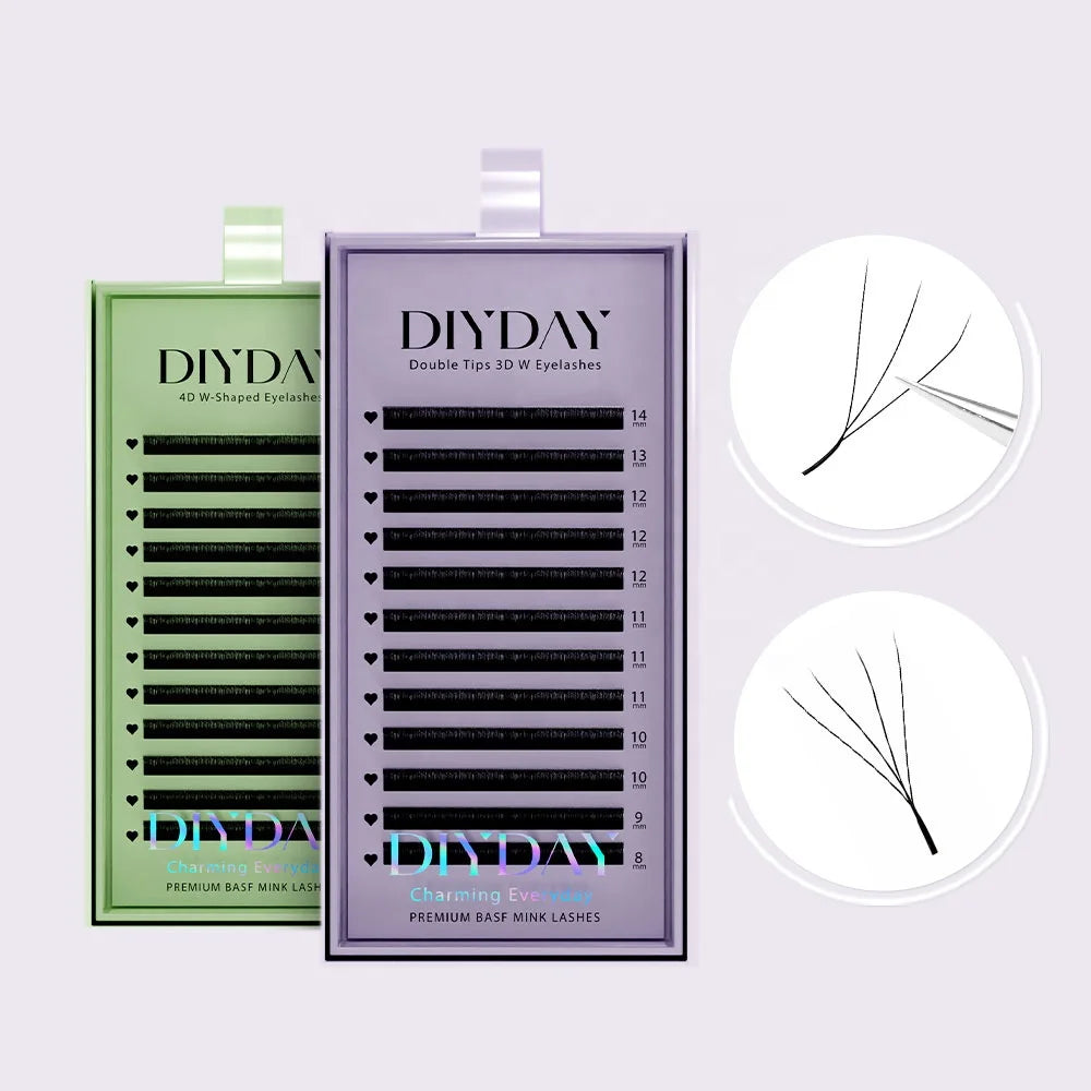 DIYDAY Eco-friendly 3D 4D 5D 6D W Wholesale Eyelash Extensions Individual Faux Mink Hand Made Eyelash Extensions