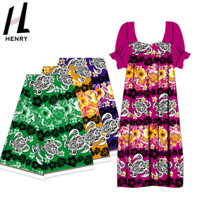 Polynesian Fabrics 2023 Popular 100% Polyester Tribal Tapa Flower Design for Woman Dress&Skirt Clothing