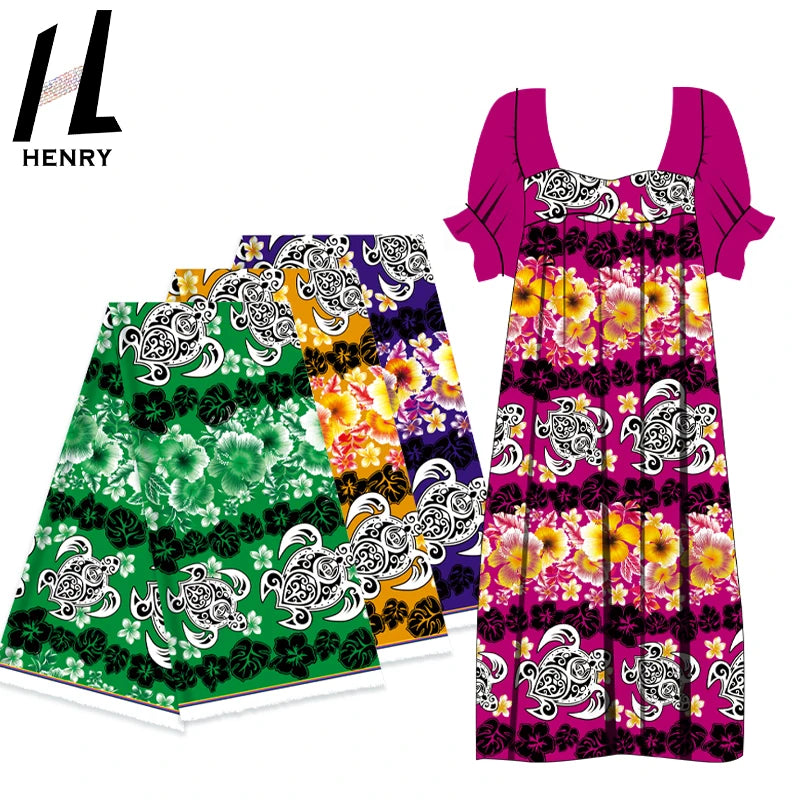 Polynesian Fabrics 2023 Popular 100% Polyester Tribal Tapa Flower Design for Woman Dress&Skirt Clothing