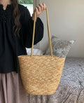 Retro Large Capacity Women's Knitted Shoulder Bag Summer Vacation Beach Tote Bags Natural Straw Woven Female Bucket Handbags