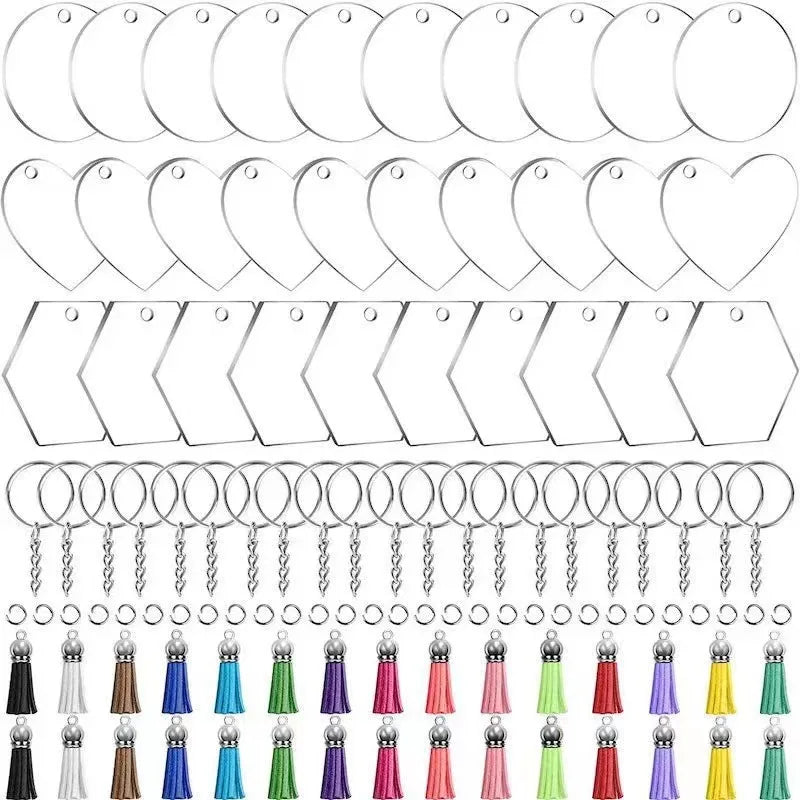 Hot Selling Acrylic Keychain Customized Brand Logo Double Sided Printing Transparent Blank Premium Durable Lightweight